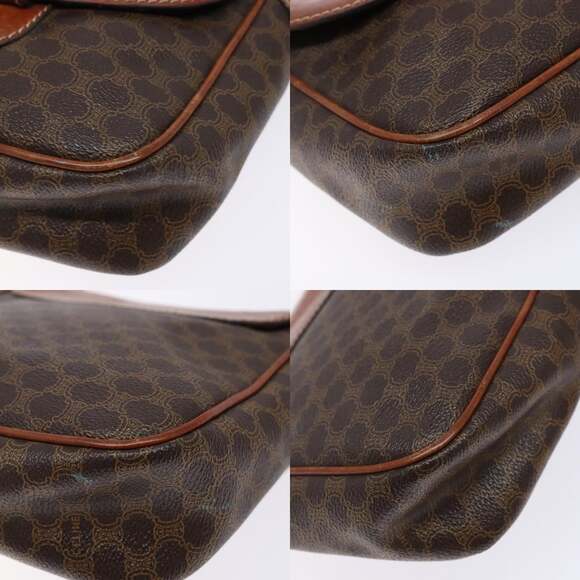 CELINE Macadam Canvas Shoulder Bag Pvc Leather Brown Gold - Picture 10 of 12